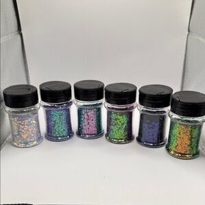 Iridescent Chunky Glitter Jars - Multicolor Holographic Flakes